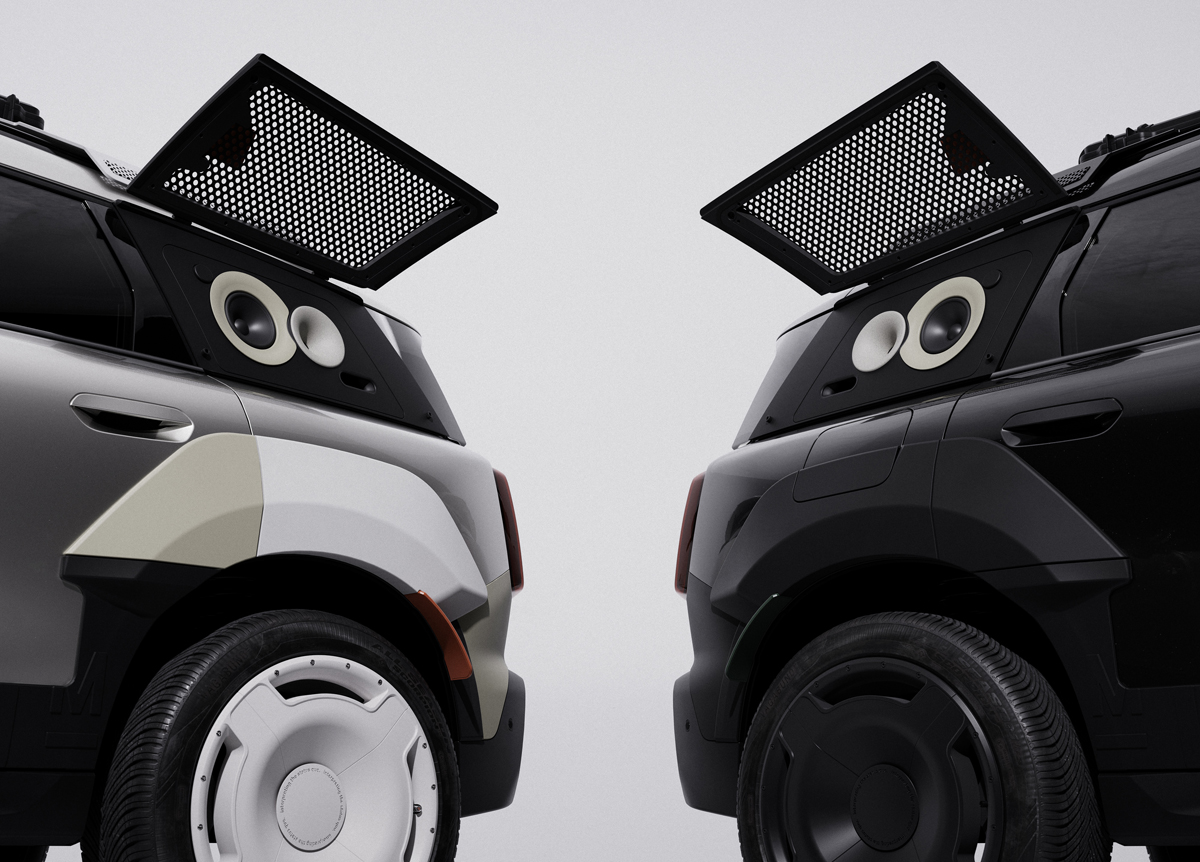 ミニとヴァガブンドとのコラボレーションによる野外フェス仕様のカントリーマン（エクステリア〜スピーカー）