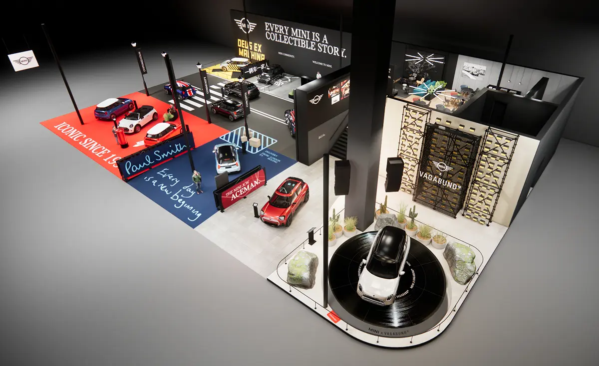 中国 北京モーターショーにおけるMINIブースの説明図