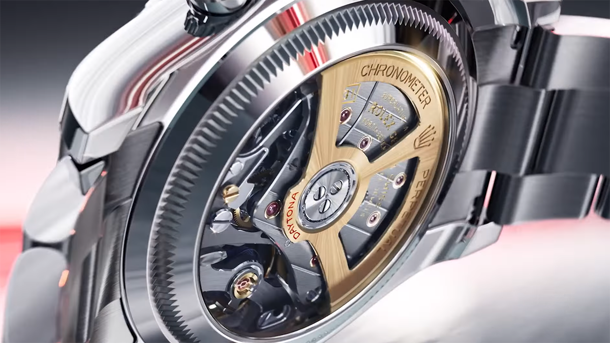 ロレックス・デイトナ「ロレゾール、ホワイトエナメル、グレーセラミック」デイトナのスケルトンケースバック