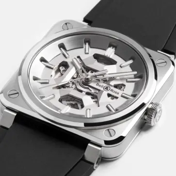ベル＆ロスの限定腕時計、BR-03スケルトン グレー スティールの全景