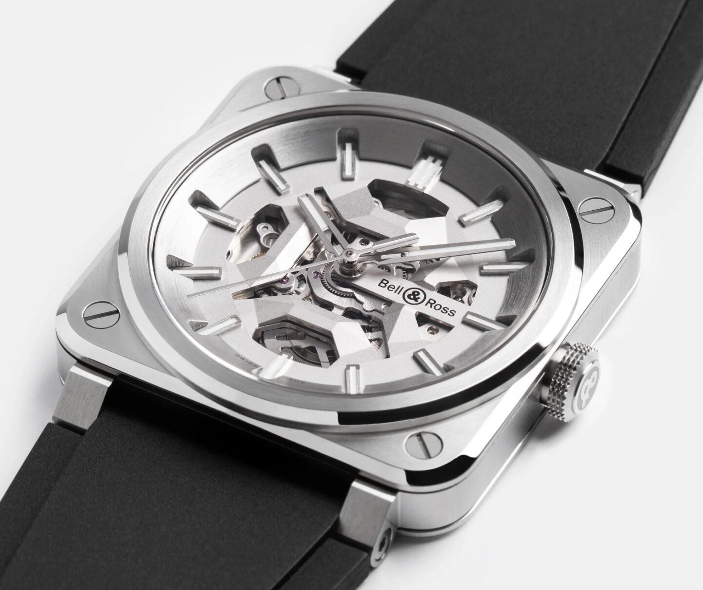 ベル&ロスの限定腕時計、BR-03スケルトン グレー スティールの全景