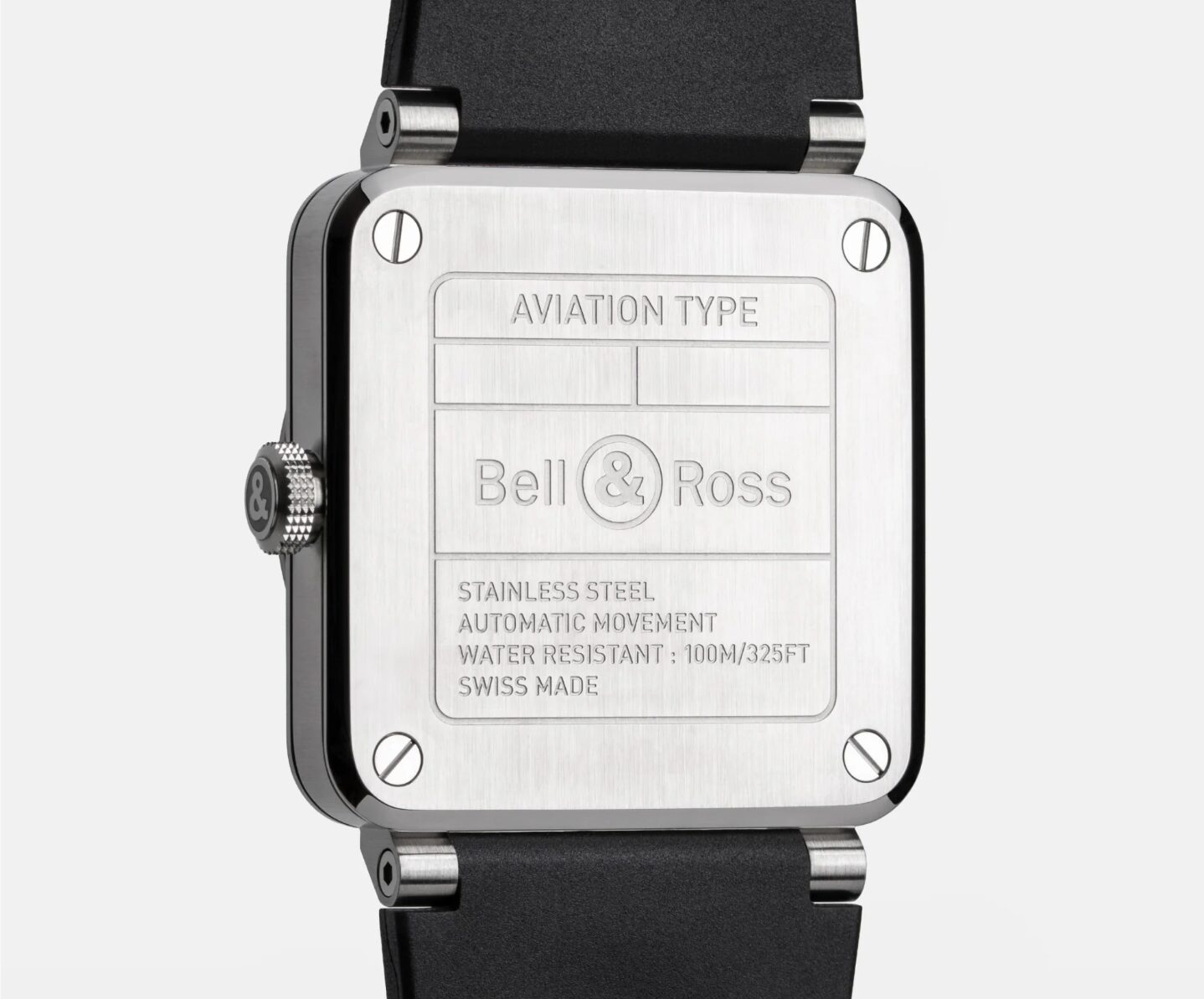 ベル&ロスの限定腕時計、BR-03スケルトン グレー スティールのケースバック