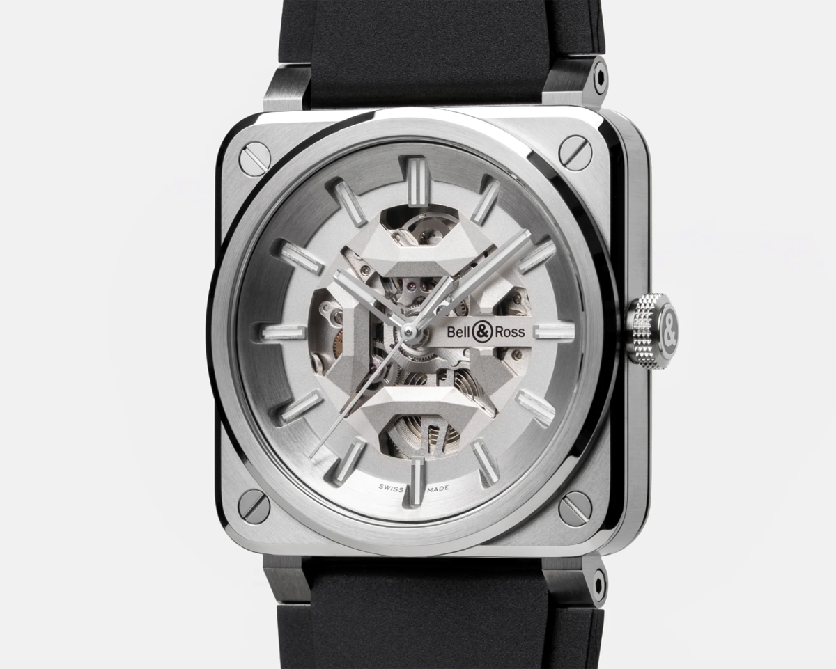 ベル&ロスの限定腕時計、BR-03スケルトン グレー スティールの全景