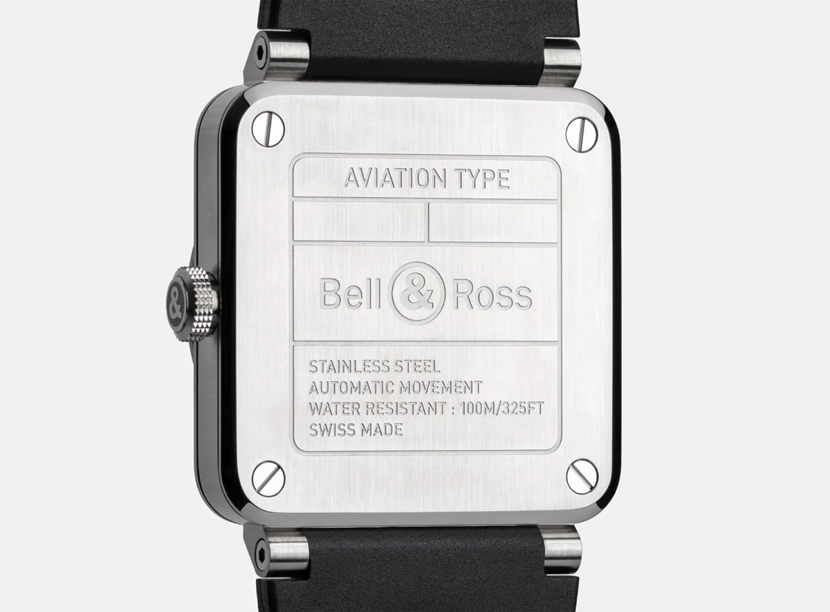ベル&ロスの腕時計、BR-03スケルトンスティールのケースバック
