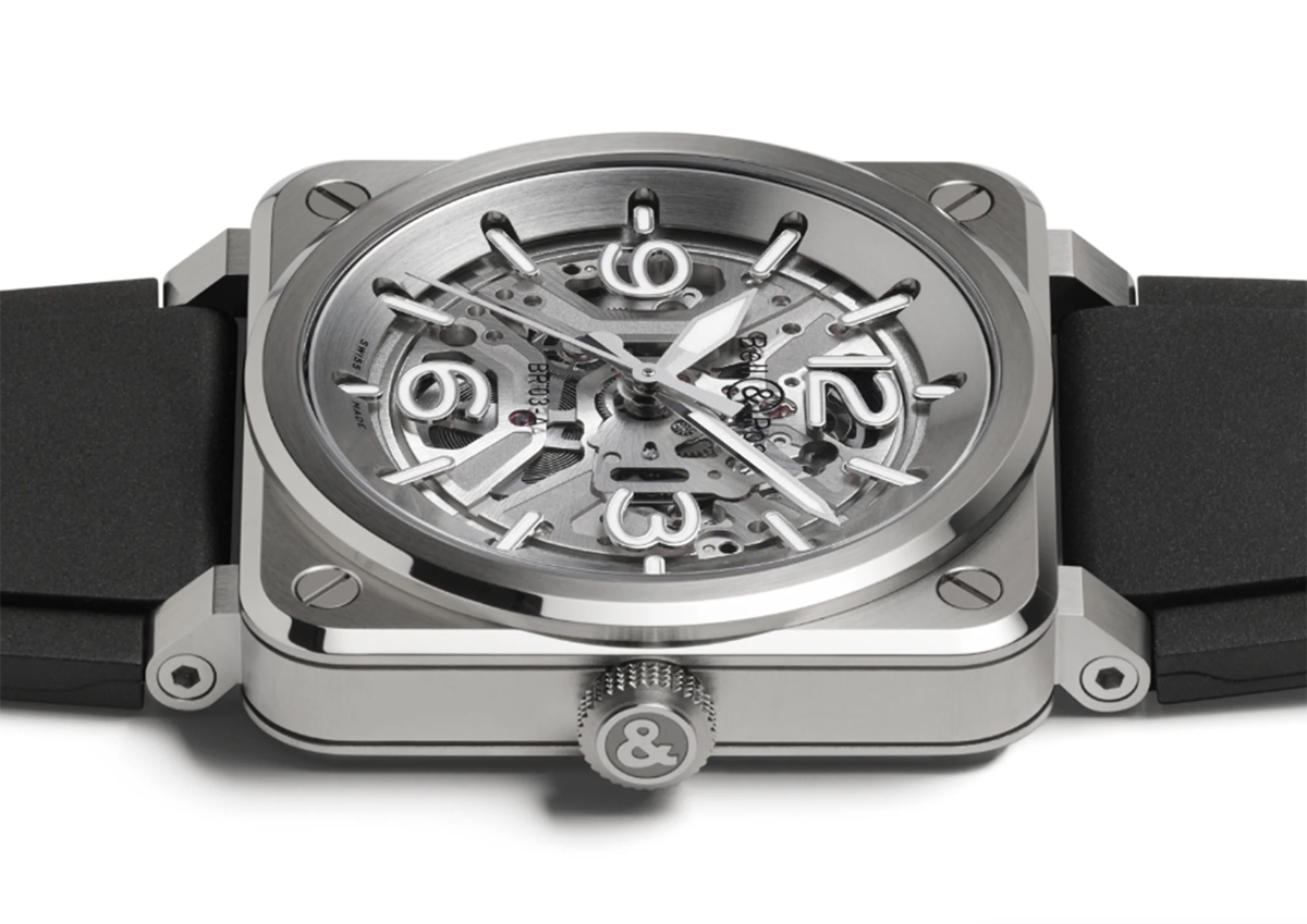 ベル&ロスの腕時計、BR-03スケルトンスティールの側面