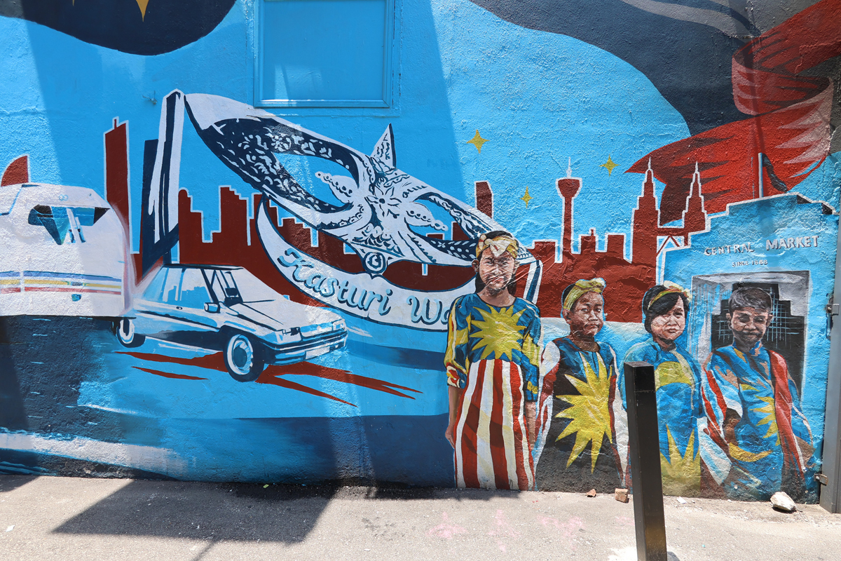 マレーシア、クアラルンプールの「セントラルマーケット」付近の街なかアート