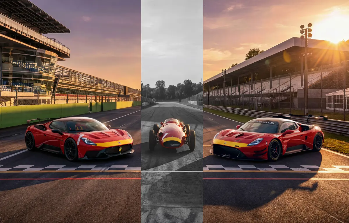 マセラティ GT2ストラダーレとGT2レーシングカー（ファンジオがドライブしたF250へのオマージュカラー）