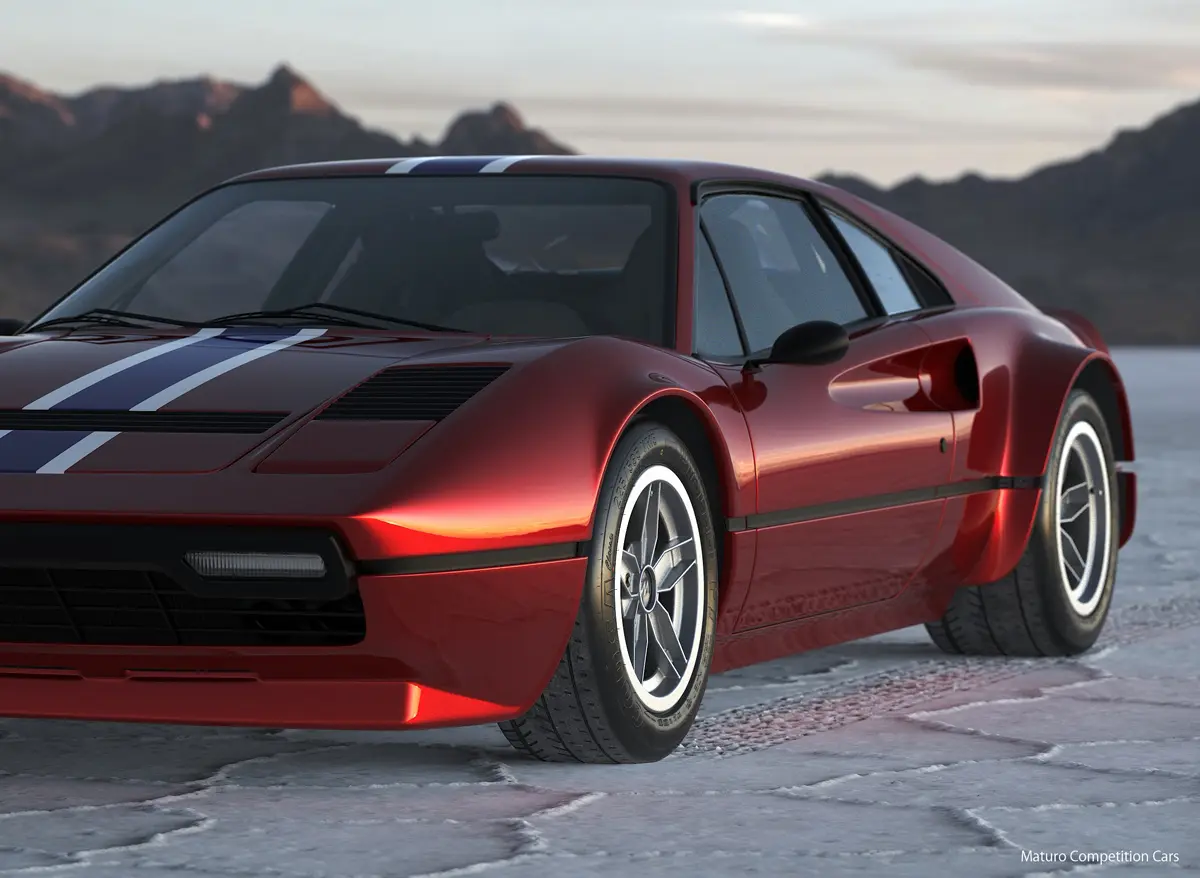 マチューロによるフェラーリ308のレストモッド「308ストラダーレ」フロント