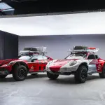 ポルシェミュージアムに展示される「最高高度到達車両」としての911（フロント、全景）