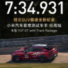 シャオミ YU7 GT（トラックパッケージ）装着車（ニュルブルクリンクでの記録達成画像）