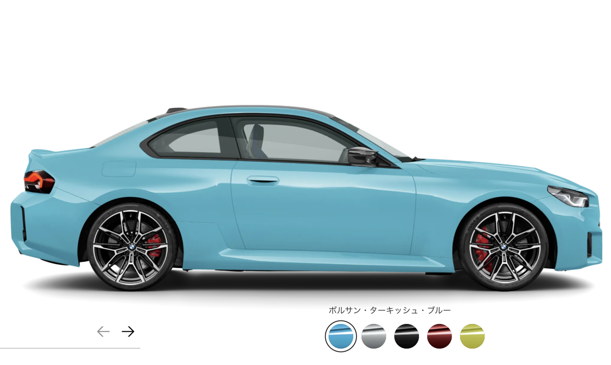BMW M2のカーコンフィギュレーター画面