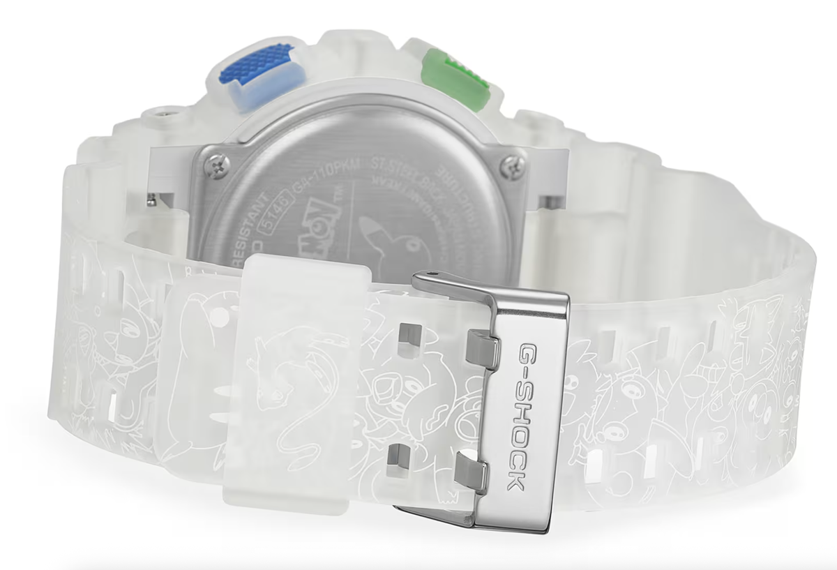 カシオ G-SHOCKとポケモンとのコラボ腕時計、GA-110PKM-7AJRの背面