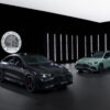 メルセデスAMG CLA45のエクステリア全景（マットブラック、グリーン）〜フロント