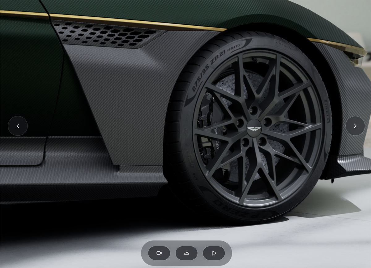 アストンマーティン ヴァレンのカーコンフィギュレーター画面（エクステリア〜ホイール）