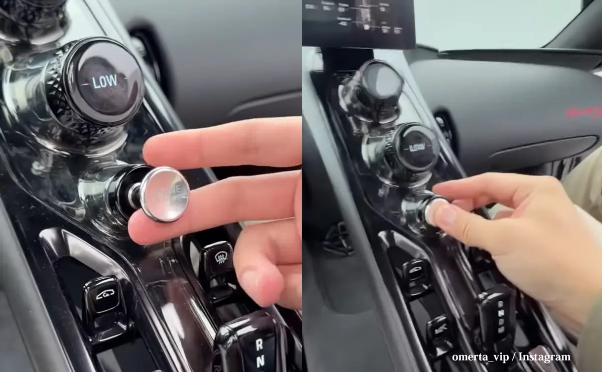 ブガッティ・トゥールビヨン「始動の儀」はこうする。昔のキャブ車の「チョーク」作業のようにレバーを指で引っ張り出してエンジンスタート