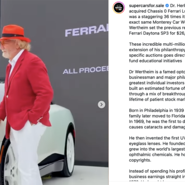 フェラーリ ルーチェを64億円で落札した人物（インスタグラム）