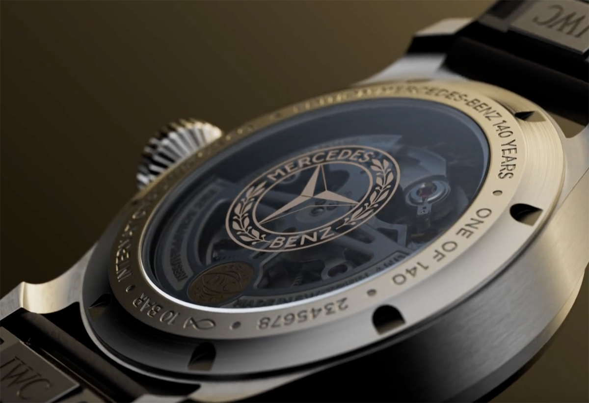 IWCとメルセデス・ベンツとのコラボ腕時計、ビッグ・パイロット・パーペチュアル・カレンダーのケースバック