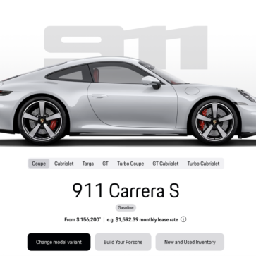 北米でのポルシェ911カレラSのカーコンフィギュレーター