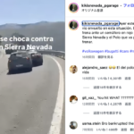 スペインにてテストを行うブガッティ トゥールビヨンにフォルクスワーゲンが追突するインスタグラム上の投稿