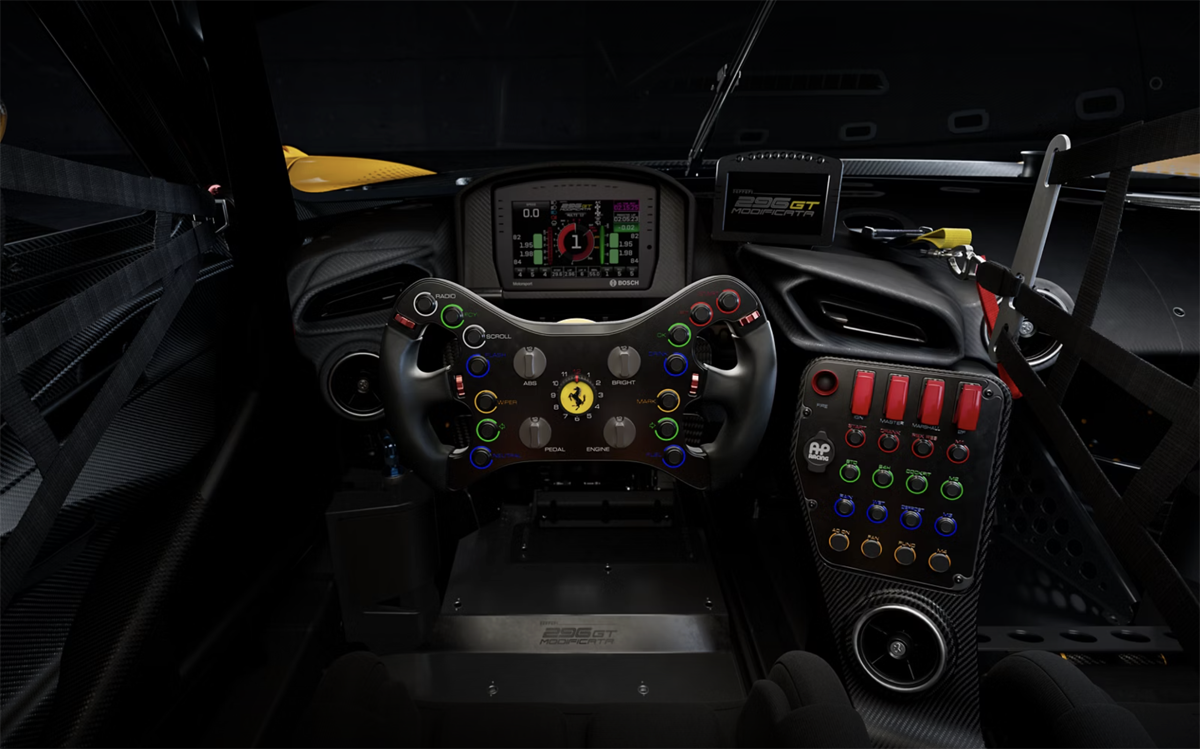 フェラーリ296GTモディフィカータのインテリア〜ステアリングホイール