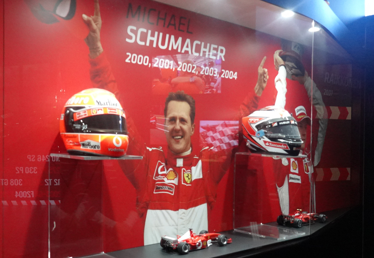 フェラーリ博物館でのミハエル・シューマッハの展示