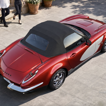 光岡の新型車、コルベット風の「LA1」のエクステリア〜レッド、リア