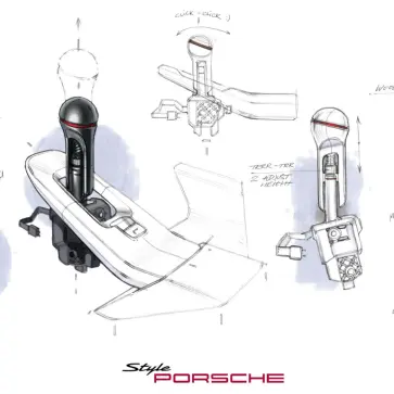 ポルシェ ミッションSのシフトレバー(デザイン画)
