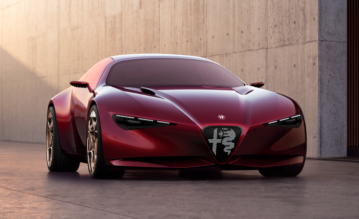 アルファロメオのコンセプトカー、「クオレロッソ」のエクステリア〜フロント