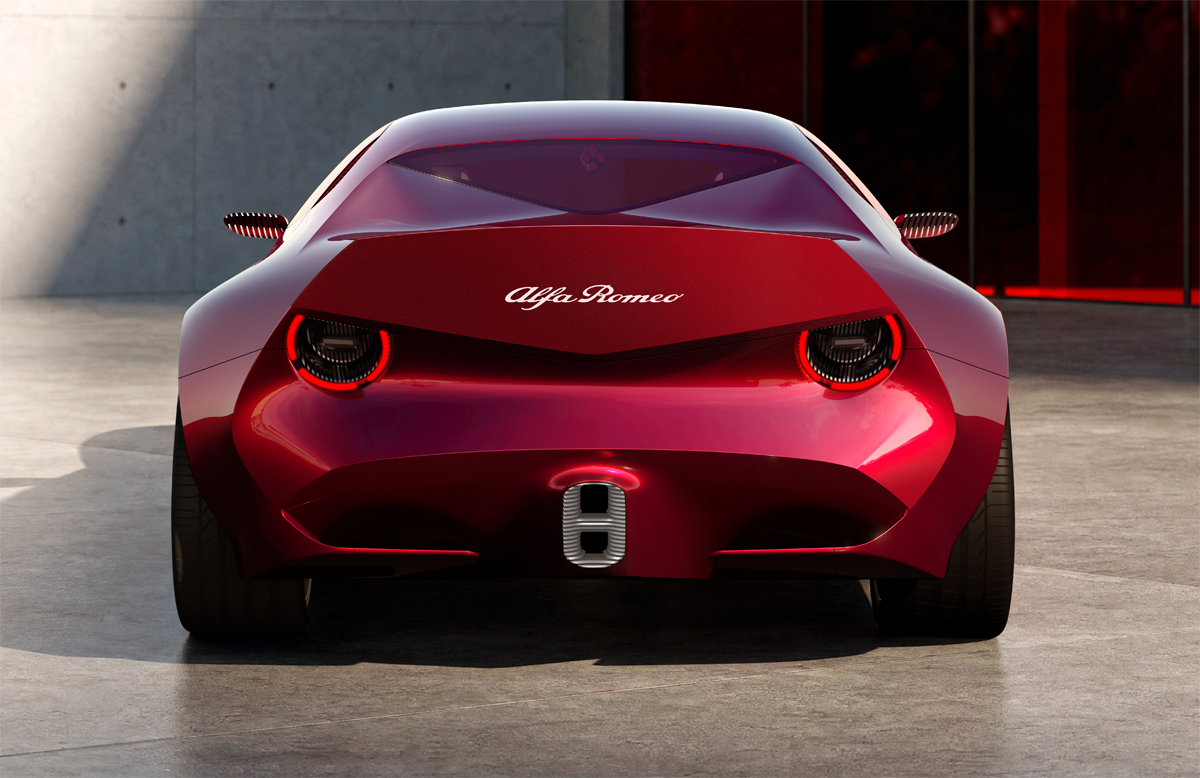アルファロメオのコンセプトカー、「クオレロッソ」のエクステリア〜リア